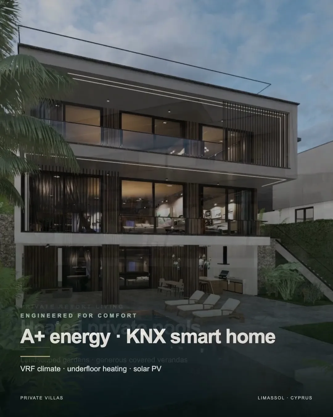 Real 4:5 feed creative for the same Parekklisia villas campaign